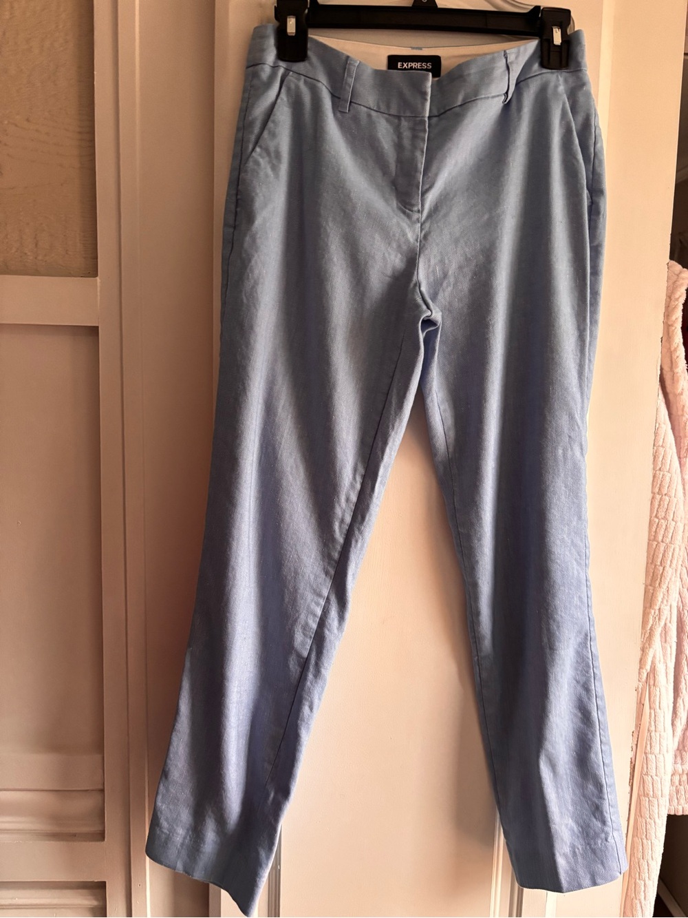 Express Pale Blue Tailored Crop Pants
